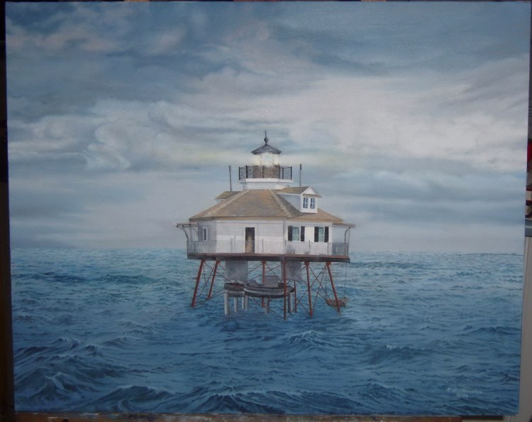 Middle Bay Light painted by R. W. Thrasher