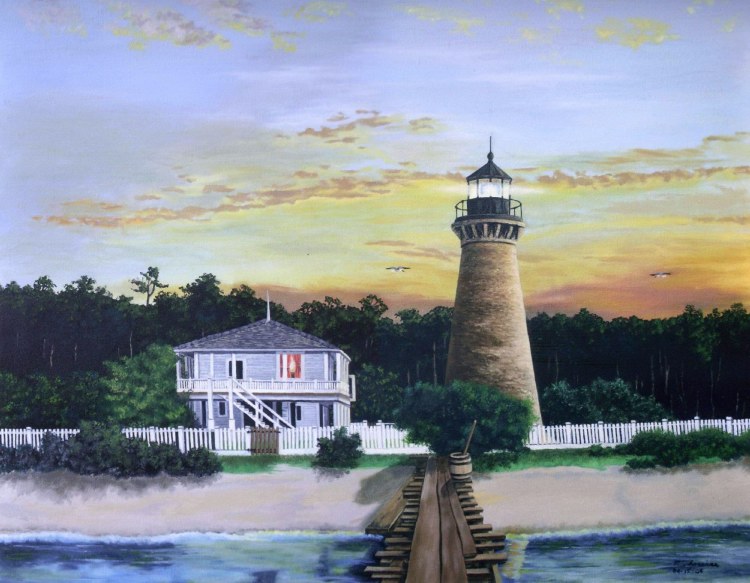 Round Island Light Print painted by R.W. Thrasher